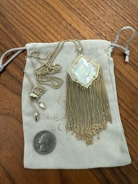 Kenneth Cole Gold-Tone Mother-of-Pearl Fringe Statement Necklace